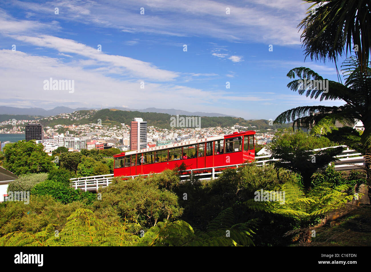 El Teleférico, Wellington Wellington Botanic Garden, Kelburn, Wellington, en la región de Wellington, Isla del Norte, Nueva Zelanda Foto de stock