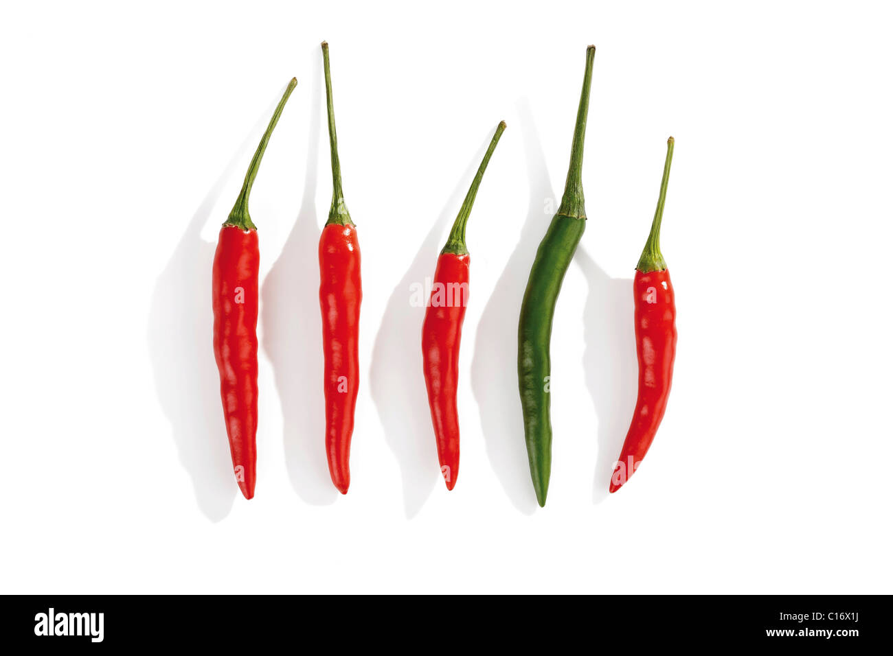 Rojo y verde chiles Thai Foto de stock