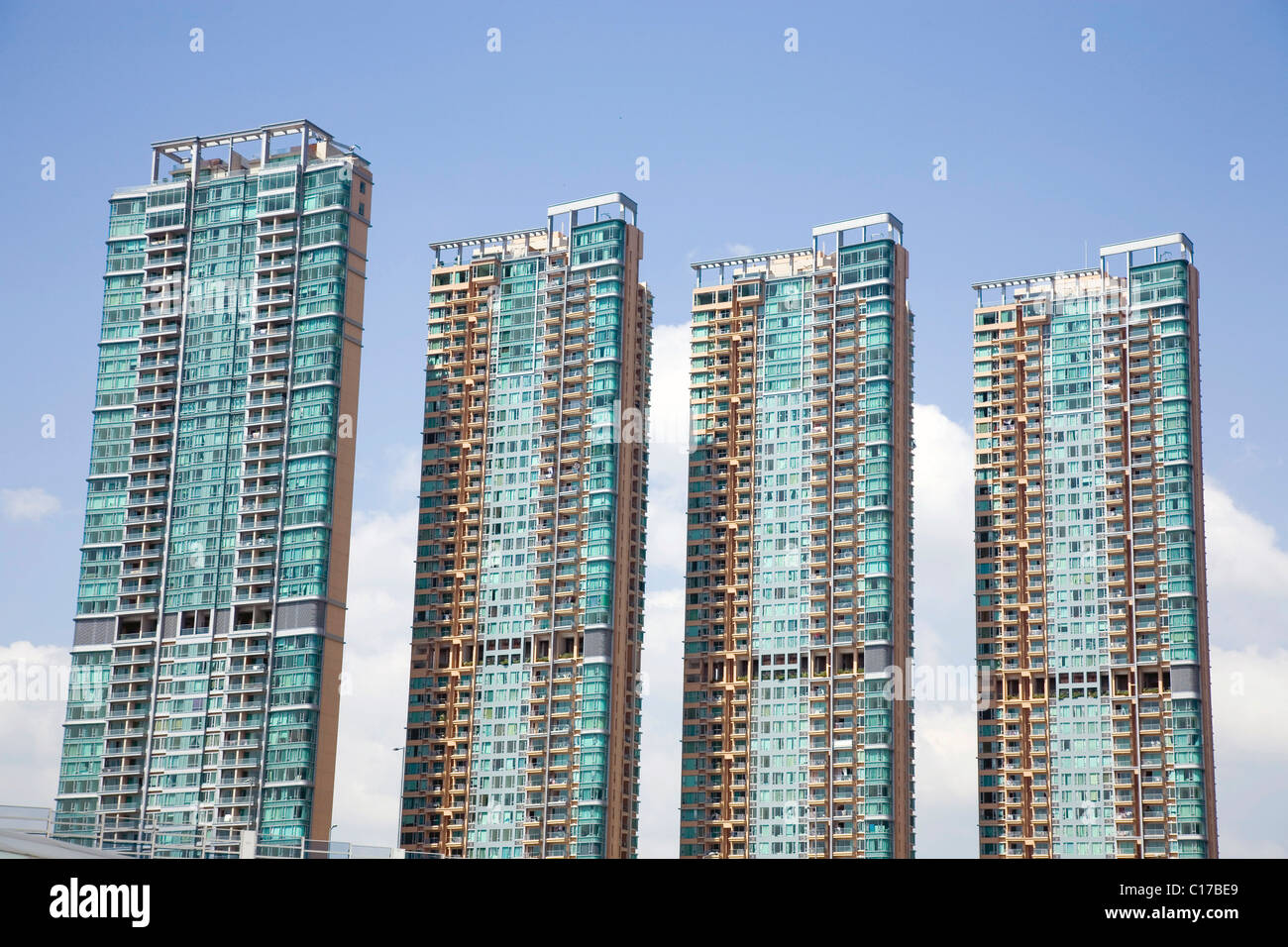 Zona residencial de varias plantas, edificios, Hong Kong, China, Asia Foto de stock