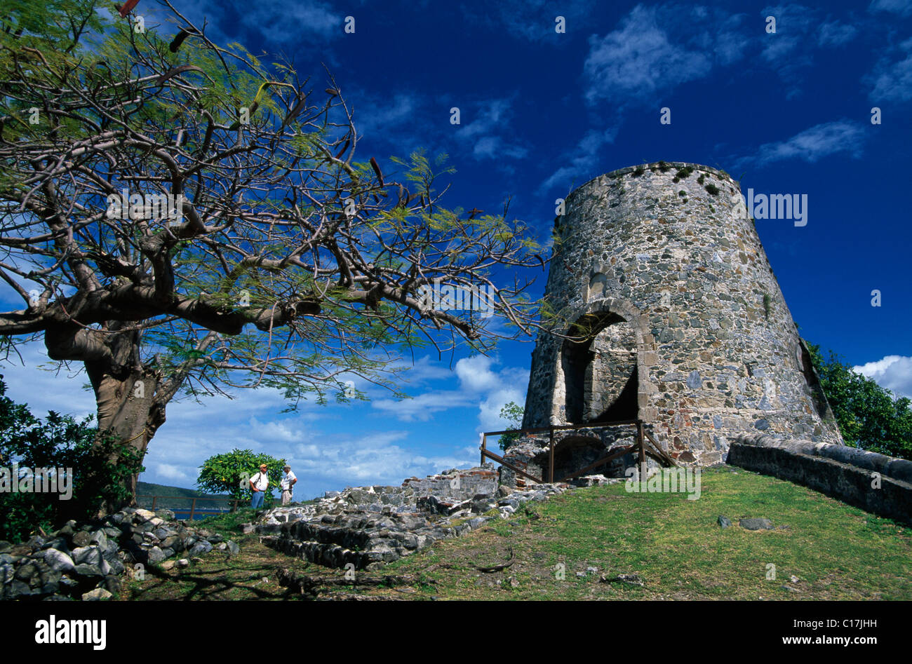 Las ruinas del molino de azúcar Annaberg, San Juan Island, Islas Vírgenes de los Estados Unidos, el Caribe Foto de stock