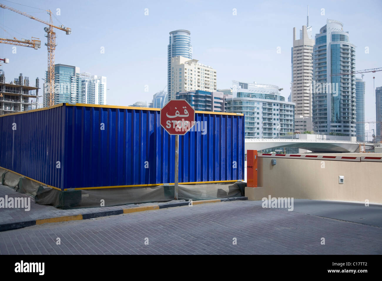 Los sitios de construcción, Dubai, Emiratos Árabes Unidos, Cercano Oriente Foto de stock
