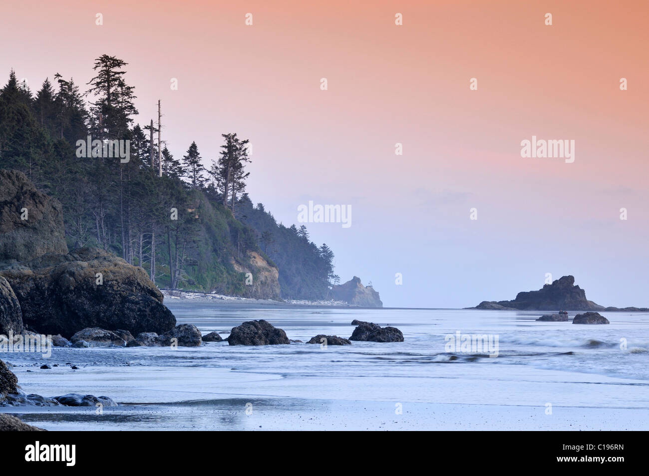 Rialto Beach, Mora, el Parque Nacional Olympic, Washington, Estados Unidos de Norteamérica Foto de stock