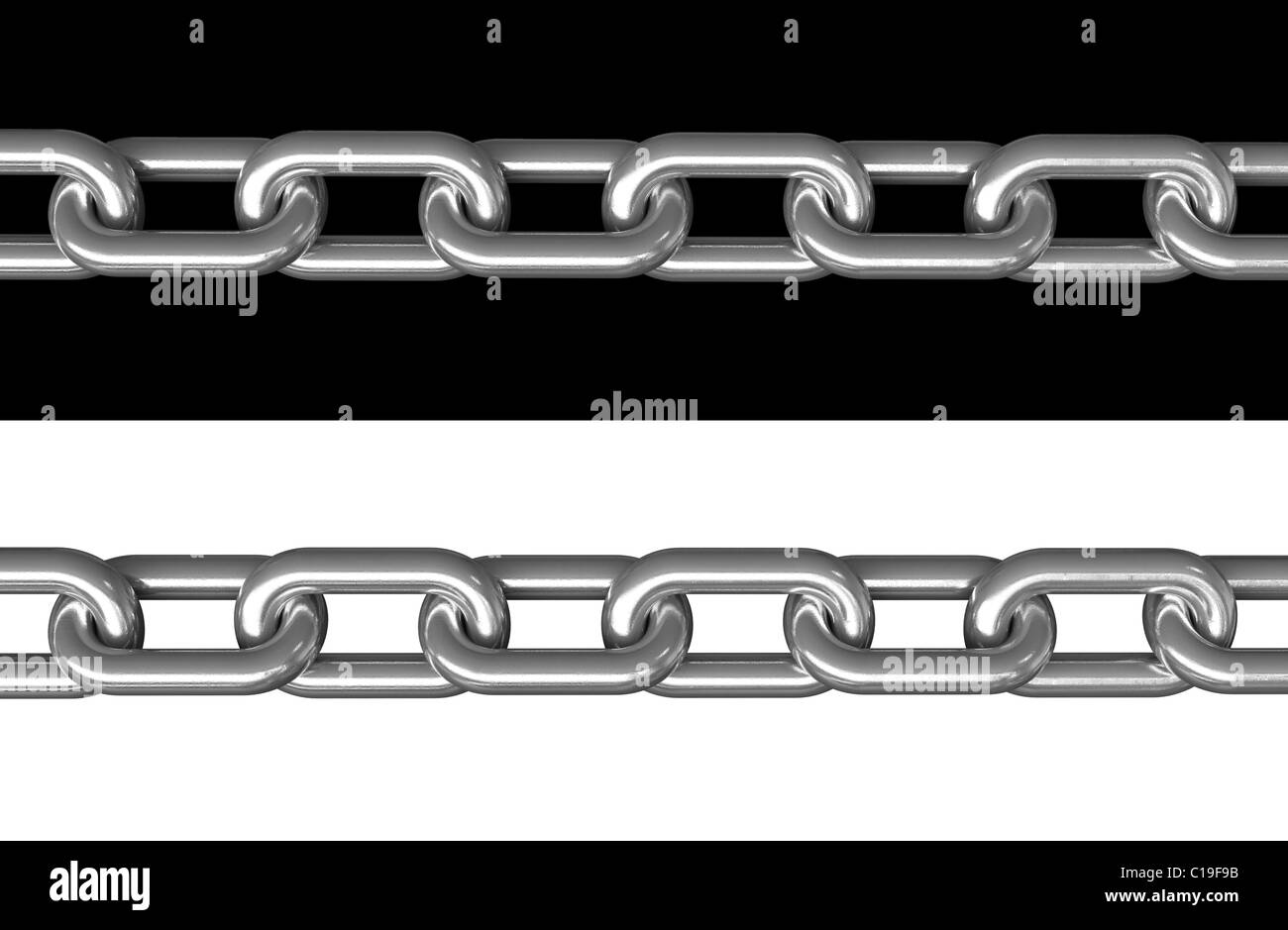 3D Render de cadenas metálicas en negro y fondo blanco Fotografía de stock  - Alamy