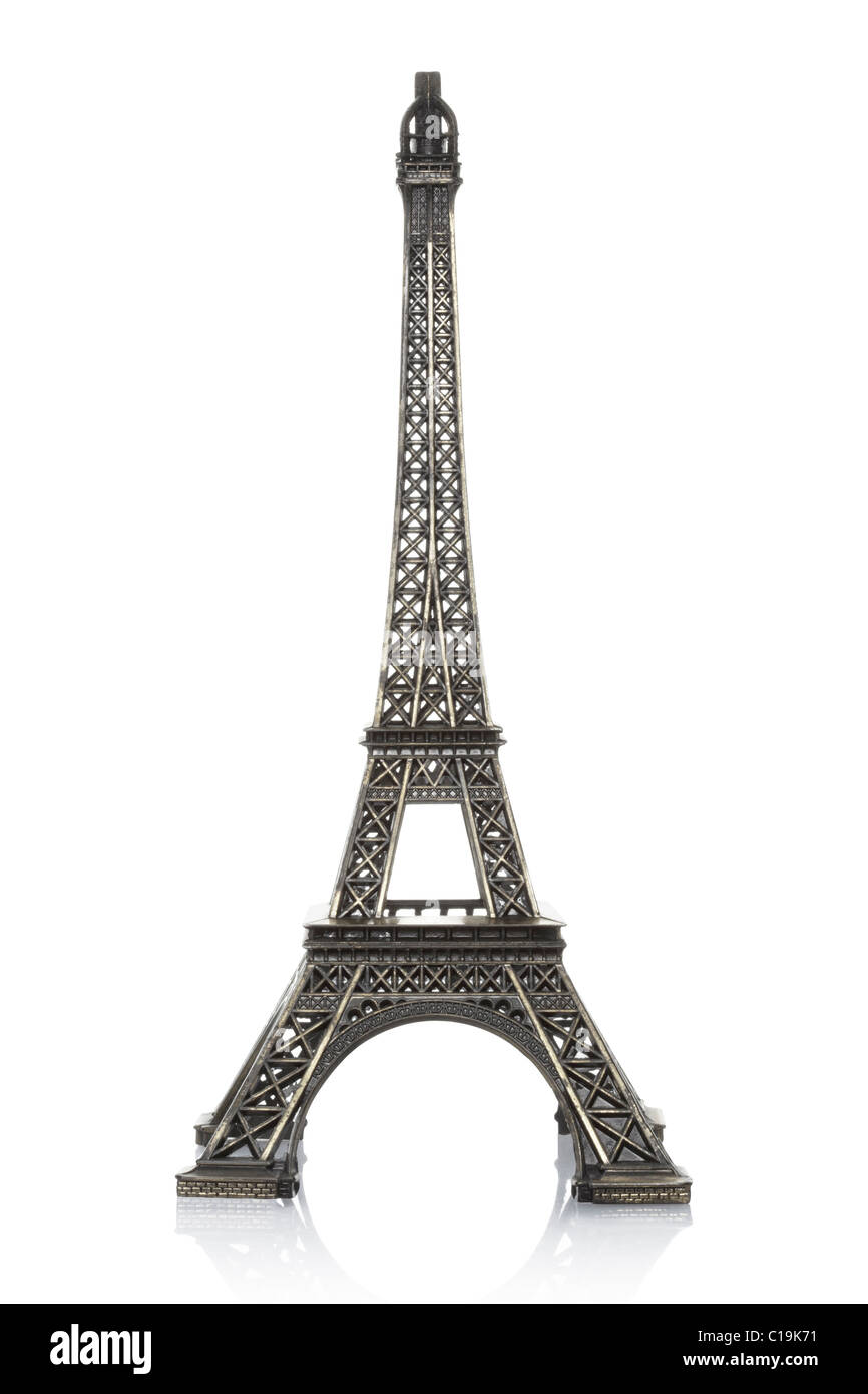 Modelo de Torre Eiffel aislado sobre fondo blanco. Foto de stock