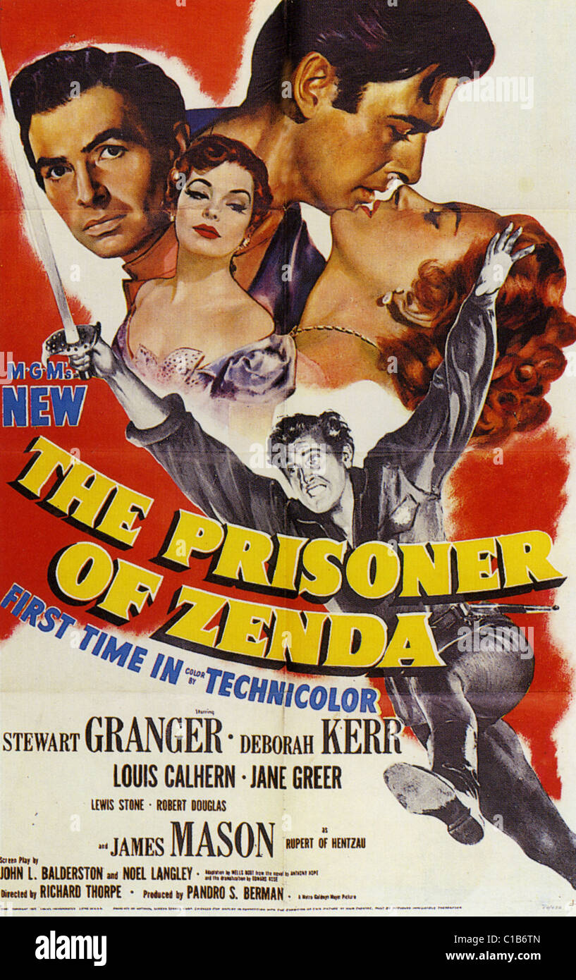 El PRISIONERO DE ZENDA cartel de 1952 películas de MGM con Stewart Granger y Deborah Kerr Foto de stock