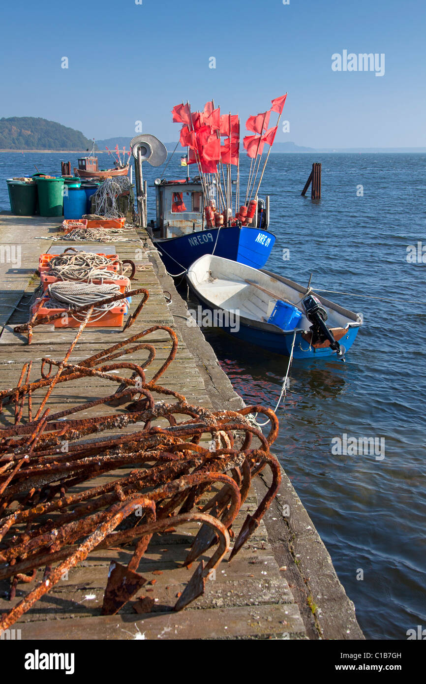 Los barcos pesqueros Reddevitz, Ruegen isla, Mecklemburgo y Pomerania Occidental, Alemania Foto de stock
