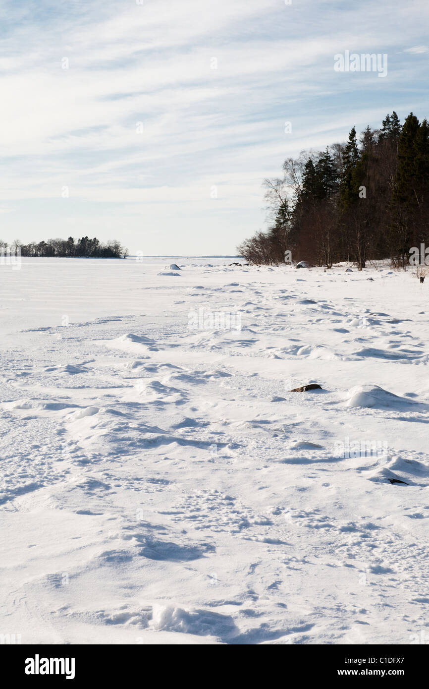 Invierno en el archipiélago de Estocolmo, Suecia. Foto de stock