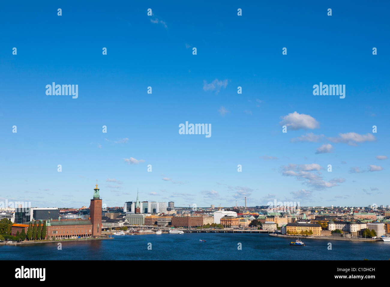 Vistas de Estocolmo con el Ayuntamiento de la ciudad. Foto de stock