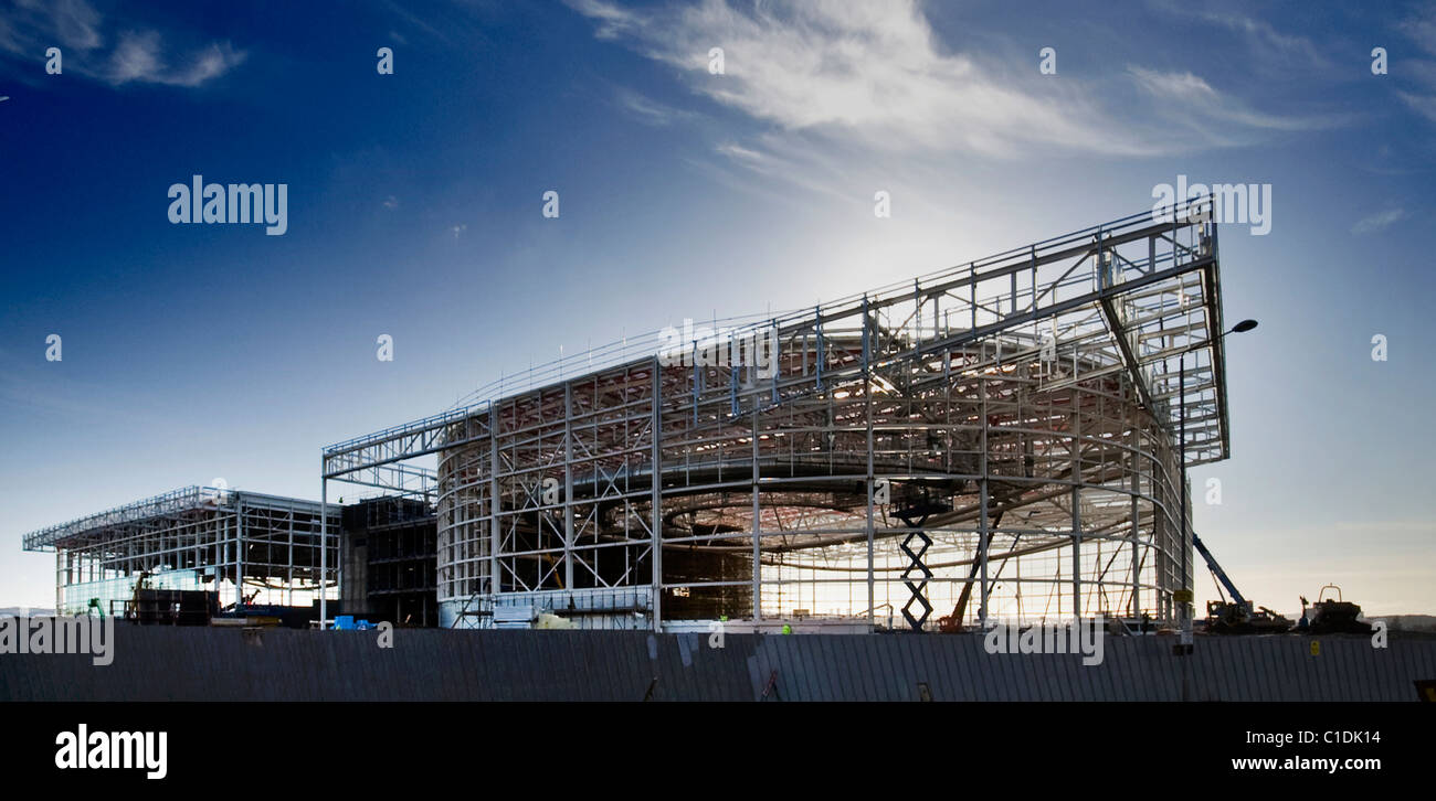 National Indoor Arena Deportiva y Sir Chris Hoy Velódromo en construcción para Juegos Commonwealth Glasgow 2014 (febrero de 2011). Foto de stock
