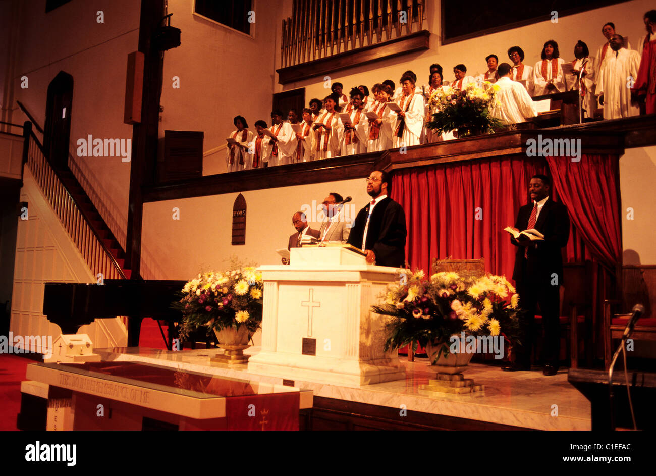 Estados Unidos, Georgia, Atlanta, ceremonia religiosa en una iglesia Foto de stock