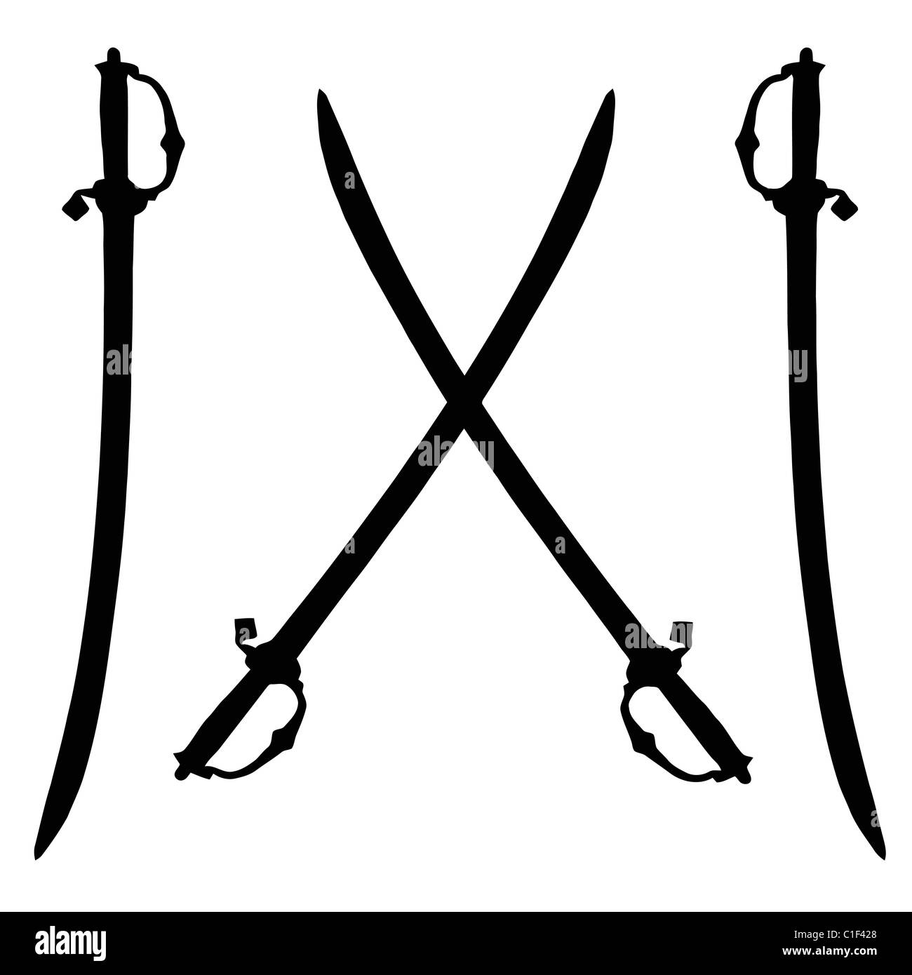Arma: Espada aislados - negro sobre blanco silueta Fotografía de stock