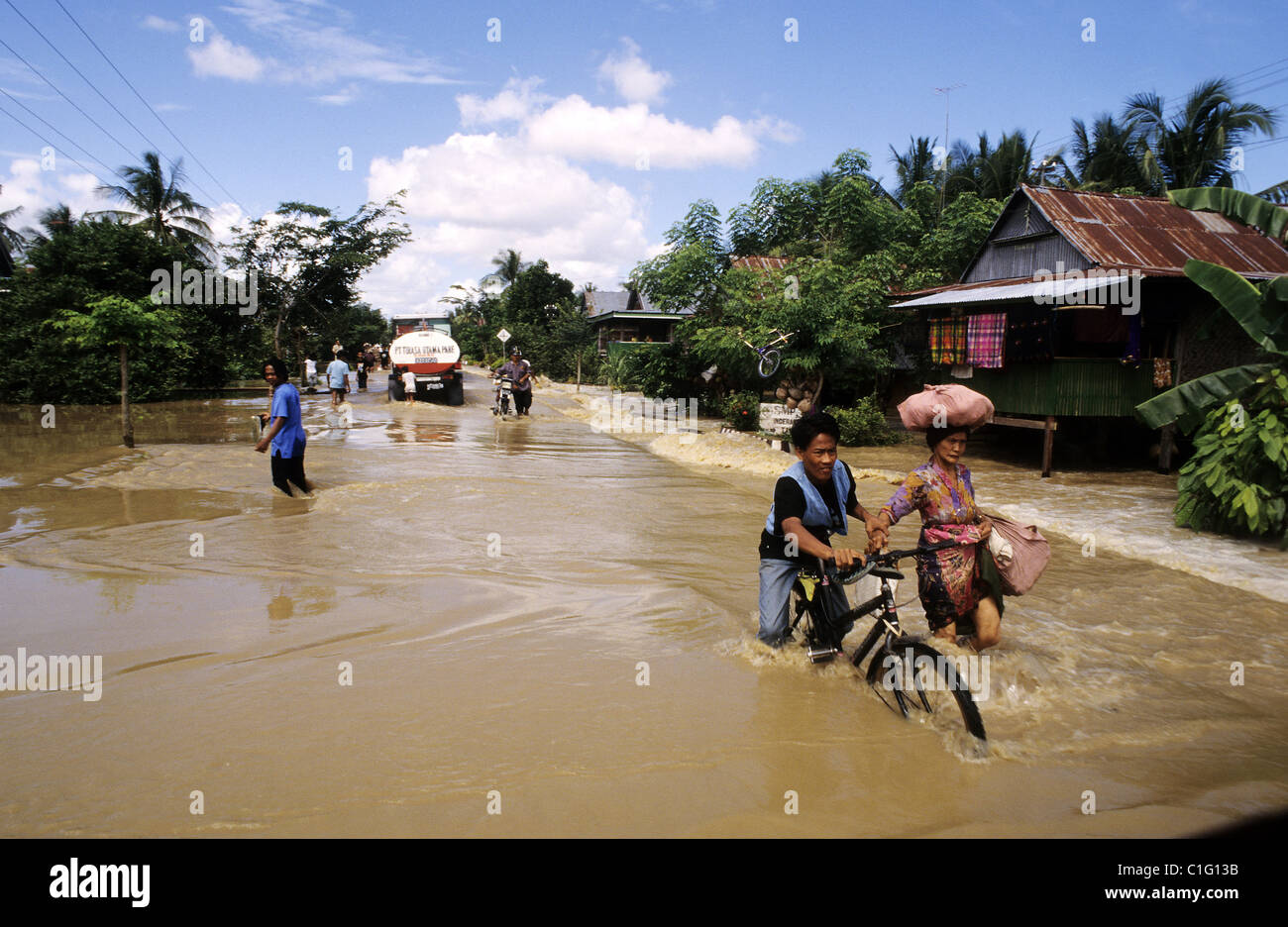 Indonesia, Sulawesi, el lago Tempe región, inundaciones Foto de stock