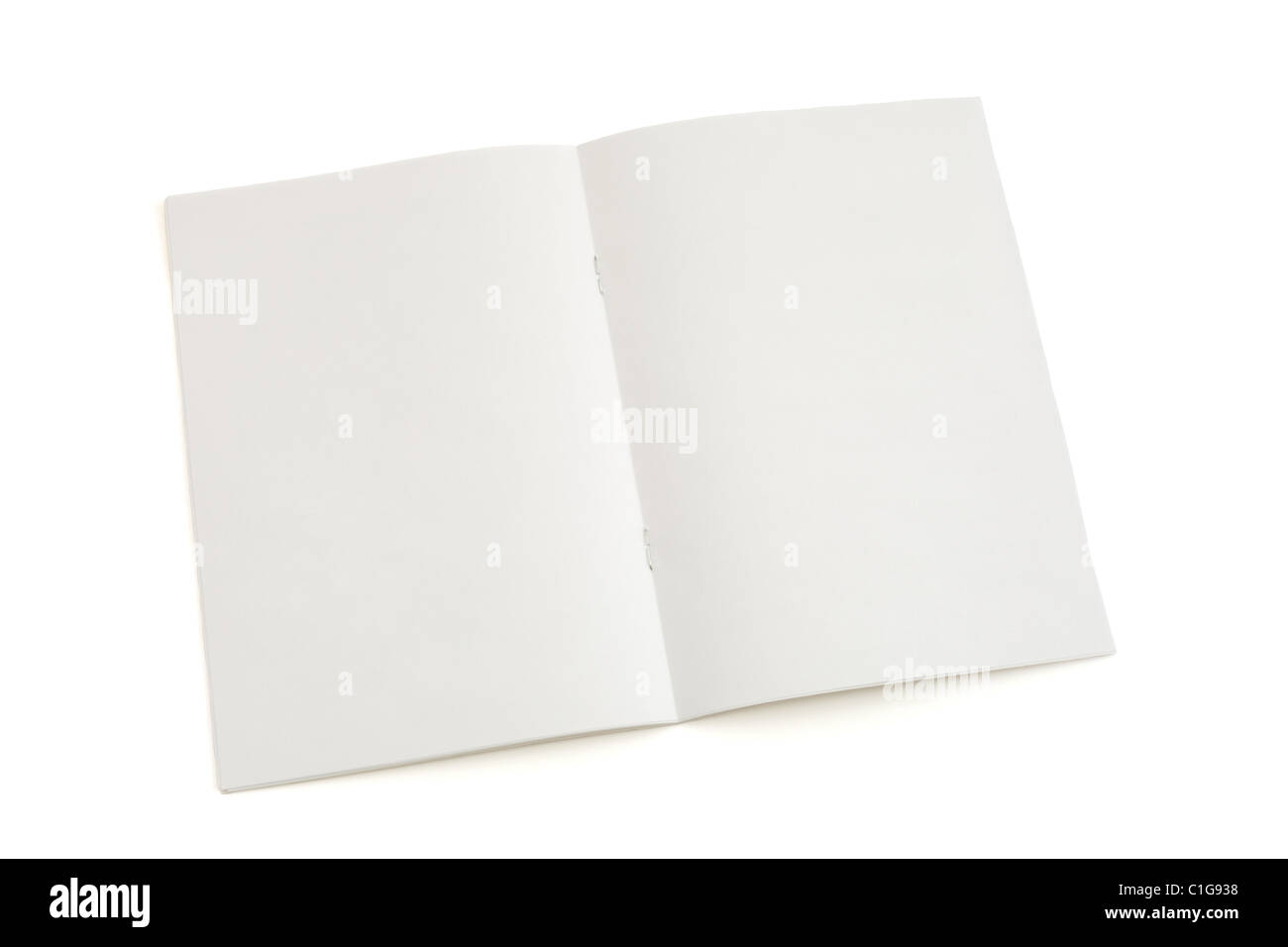 Páginas en blanco de un folleto aisladas contra un fondo blanco. Foto de stock