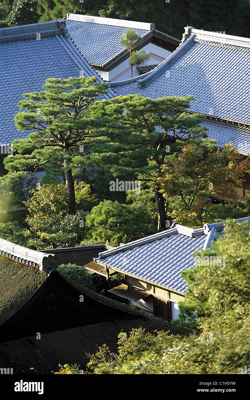 Japón La isla de Honshu, la región de Kinki ciudad de Kioto Distrito Higashiyama los tejados del Ginkaku-ji, también llamada la plata Foto de stock