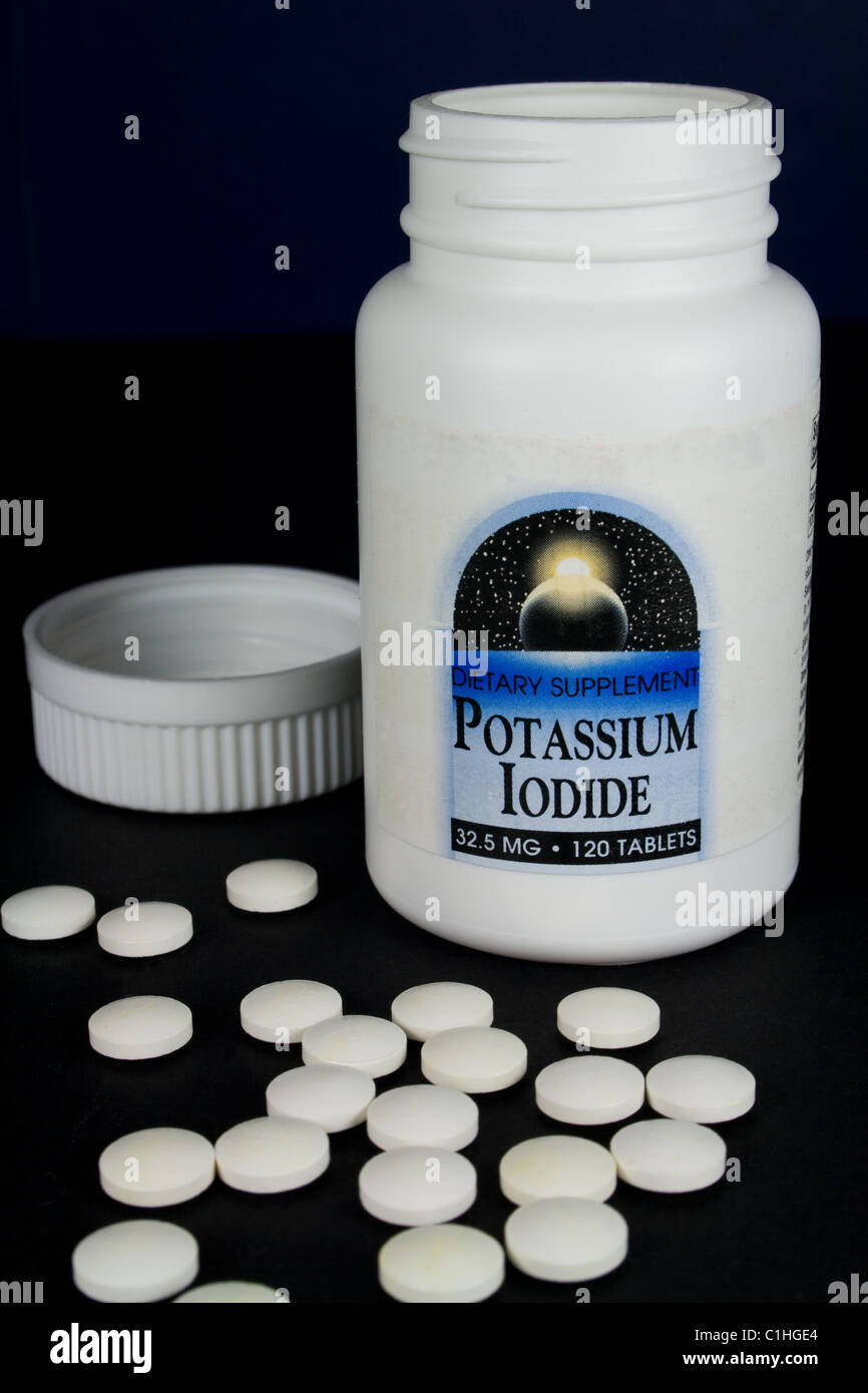 Pastillas de yoduro de potasio - Tratamiento para la exposición a la radiación (tabletas de yodo) Foto de stock