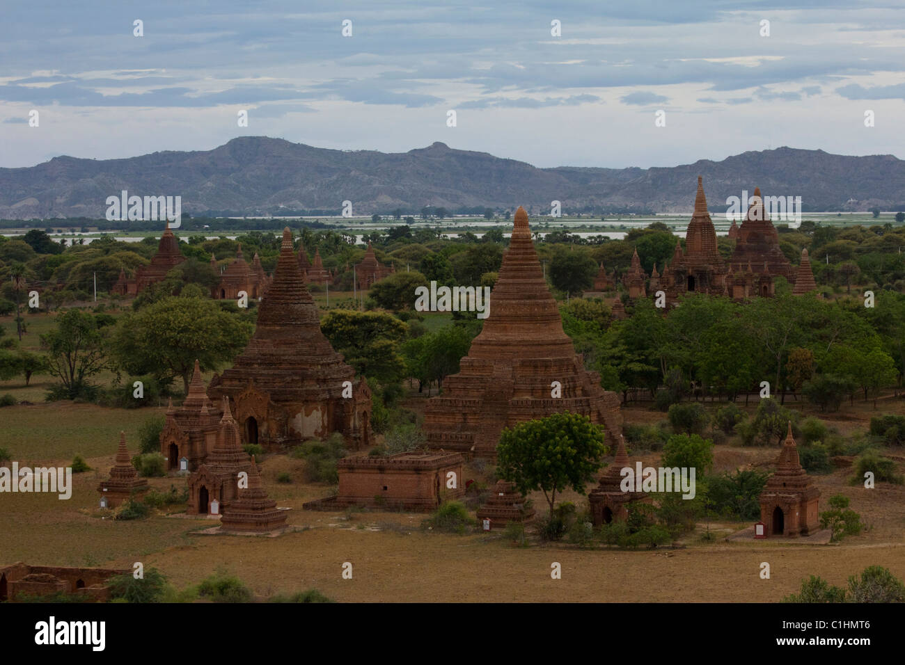 Vista de los templos de Bagan, Myanmar Foto de stock