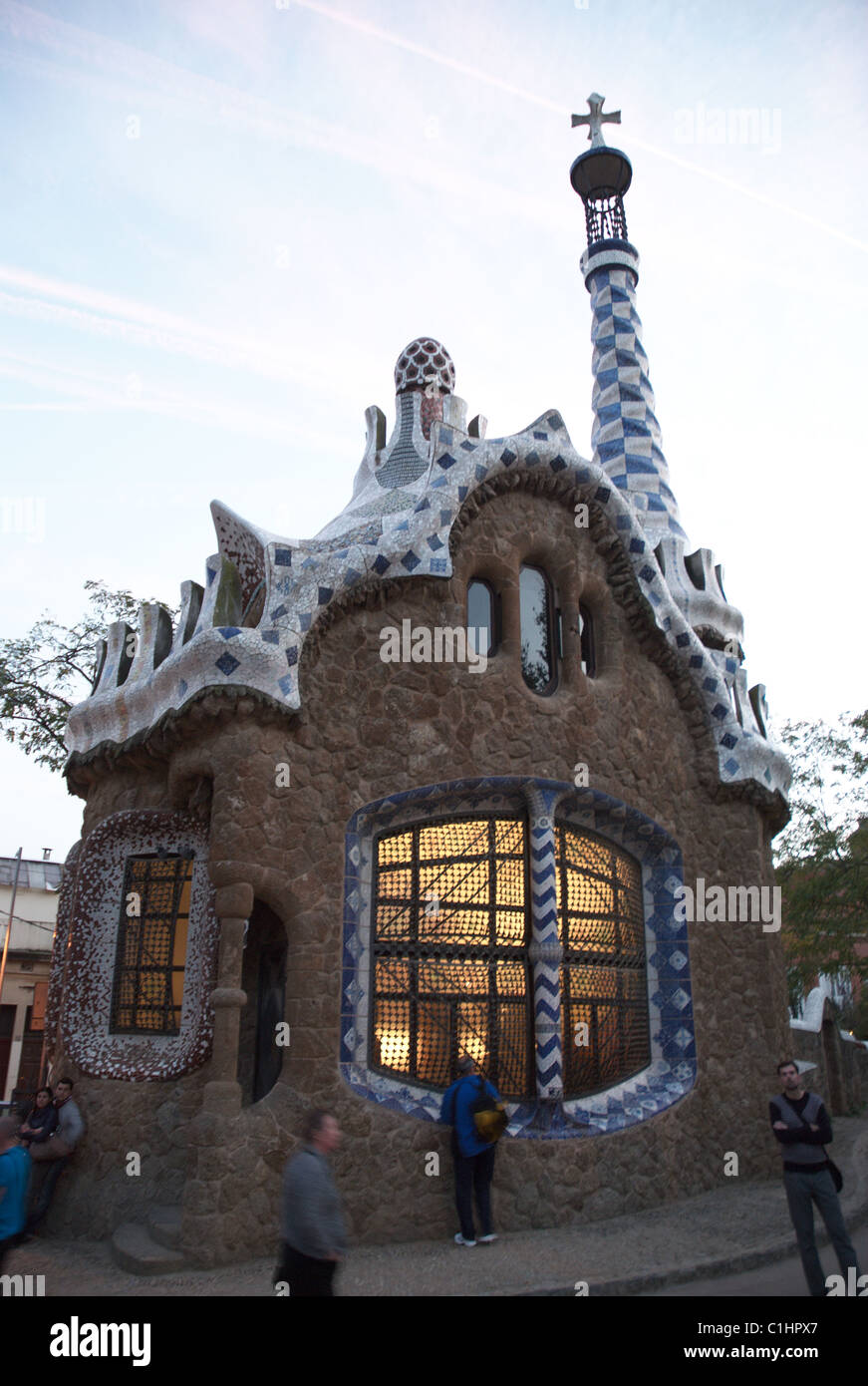 Parc Güell Jardín Municipal, Barcelona, España escaparate de las obras arquitectónicas de Antoni Gaudí Foto de stock