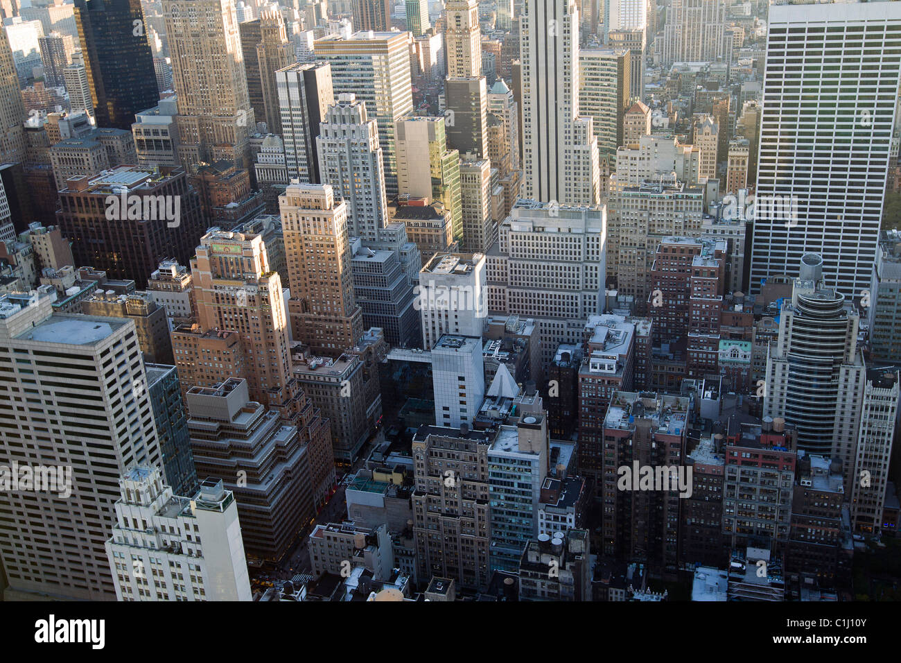 Vista aérea de los edificios, la ciudad de Nueva York, Nueva York, EE.UU. Foto de stock