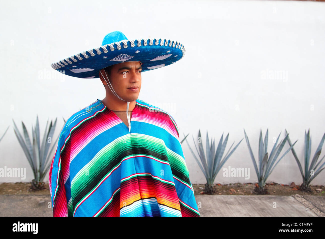 Apuesto hombre mexicano sombrero charro agave serape Fotografía de stock -  Alamy