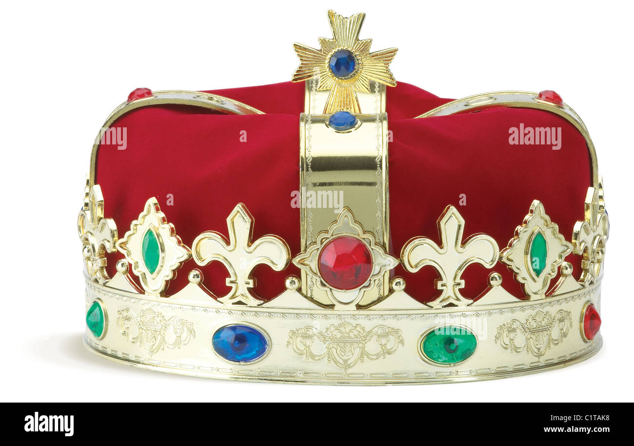 Una corona real, aislado en un fondo blanco con trazado de recorte Foto de stock