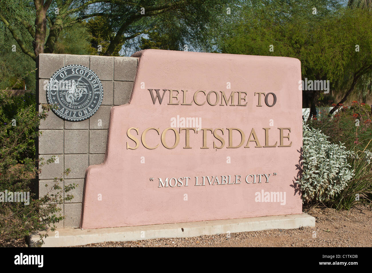 Scottsdale, Arizona. Cartel de bienvenida. Foto de stock
