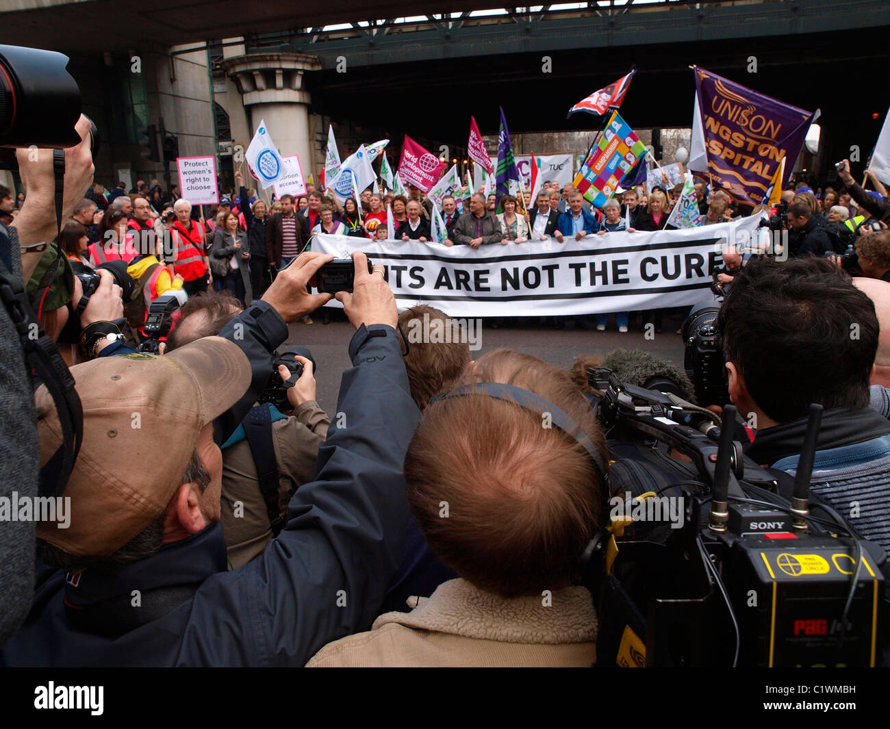 26 de marzo de 2011 National TUC manifestación contra las cortes. Londres Foto de stock