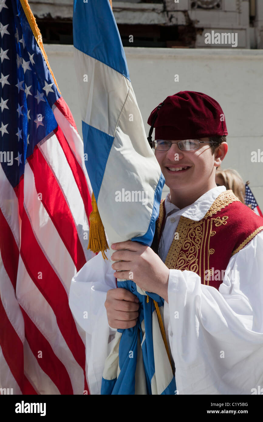 En el Greek Greek-Americans Independence Day Parade en Detroit. Foto de stock