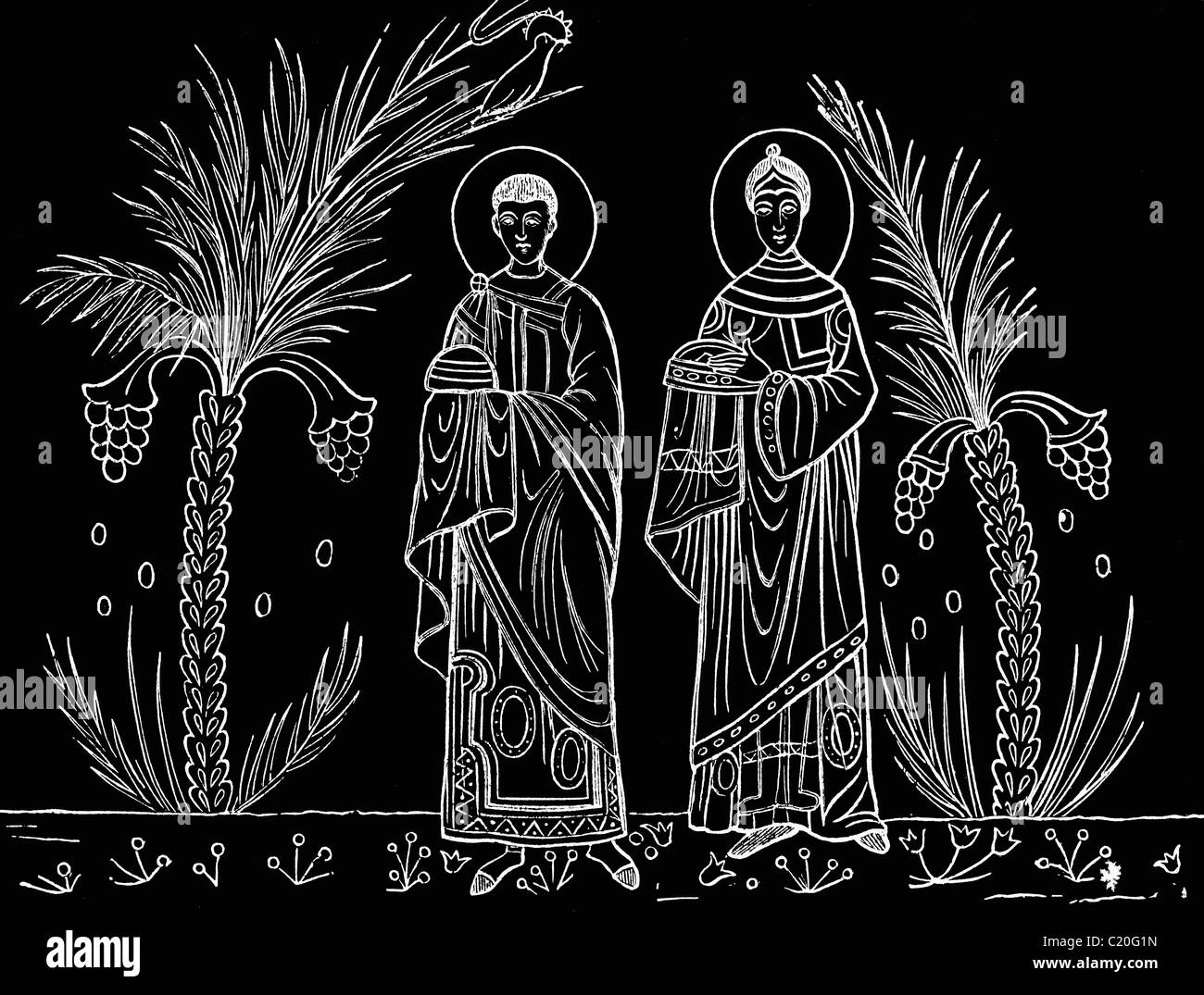 Santa Cecilia y su esposo Valeriano. Después de una 3ª o 4ª siglo