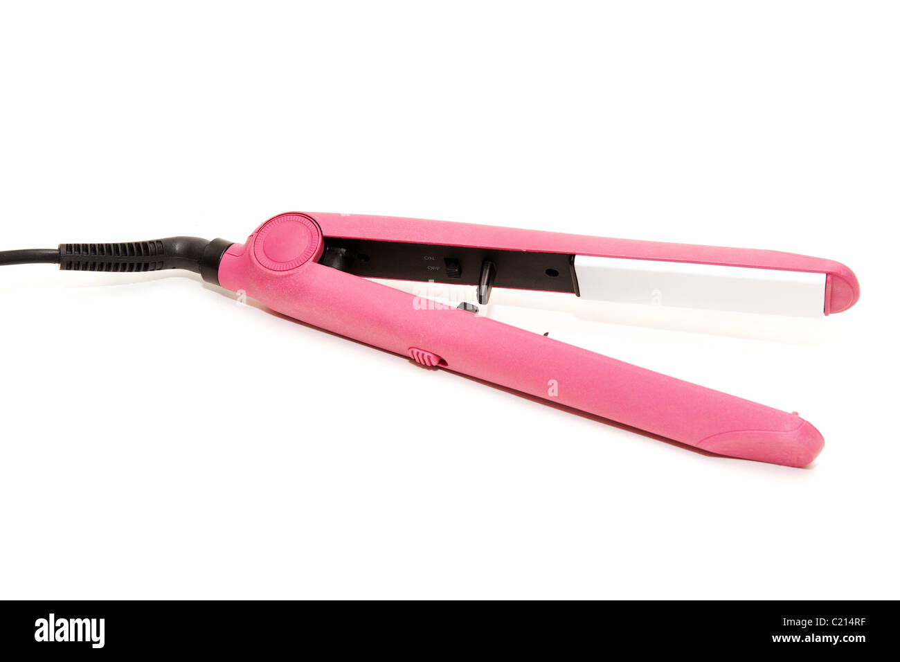 Plancha de pelo rosa eléctrico sobre un fondo blanco Fotografía de stock -  Alamy