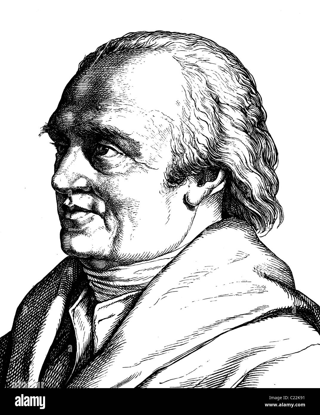 Mejora de la imagen digital de Friedrich Wilhelm Herschel, 1738 - 1822, el astrónomo, retrato, ilustración histórica, 1880 Foto de stock