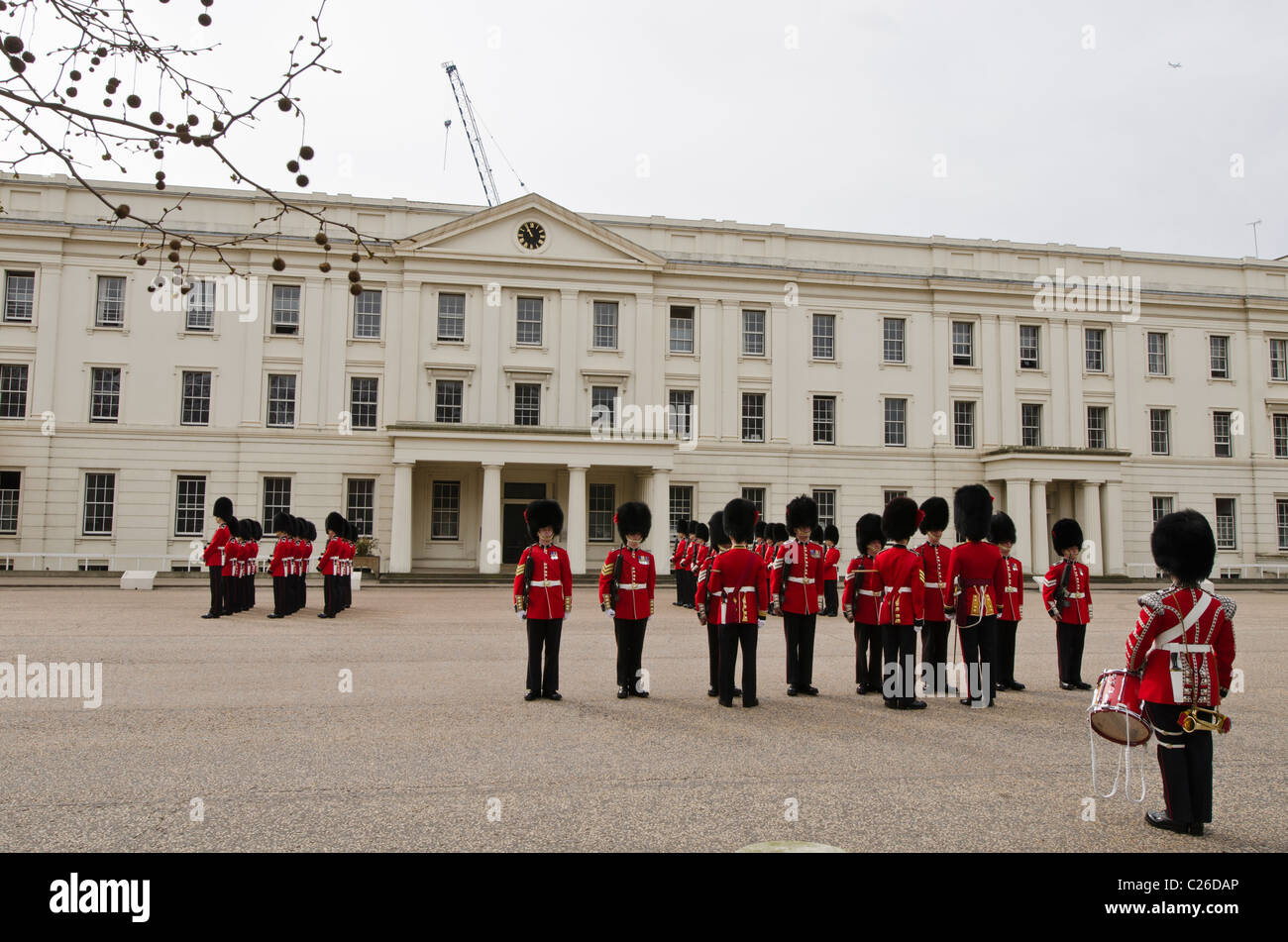 Inspección del cuartel de Wellington, guardias de Coldstream, caminata , en forma de jaula, Westminster, Londres, Reino Unido. Foto de stock