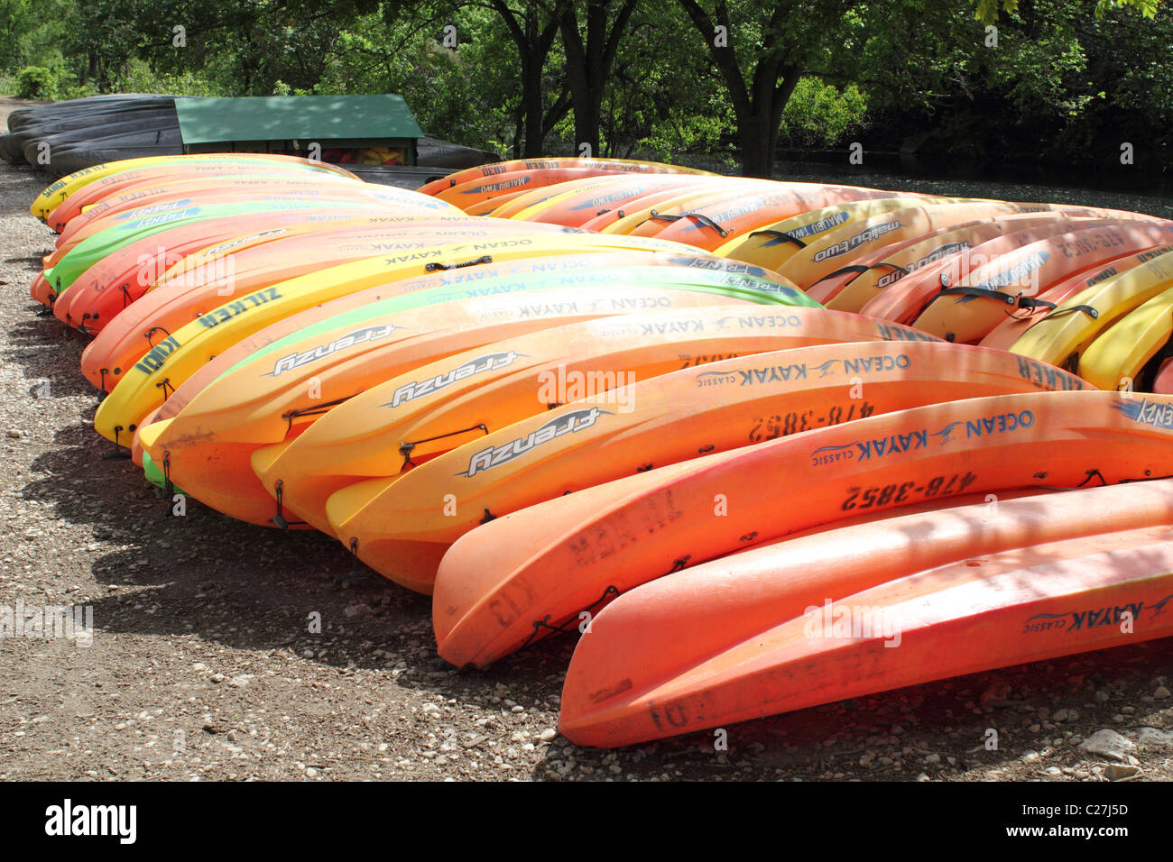 Alquiler de kayaks de Barton Creek en Austin, Texas Foto de stock