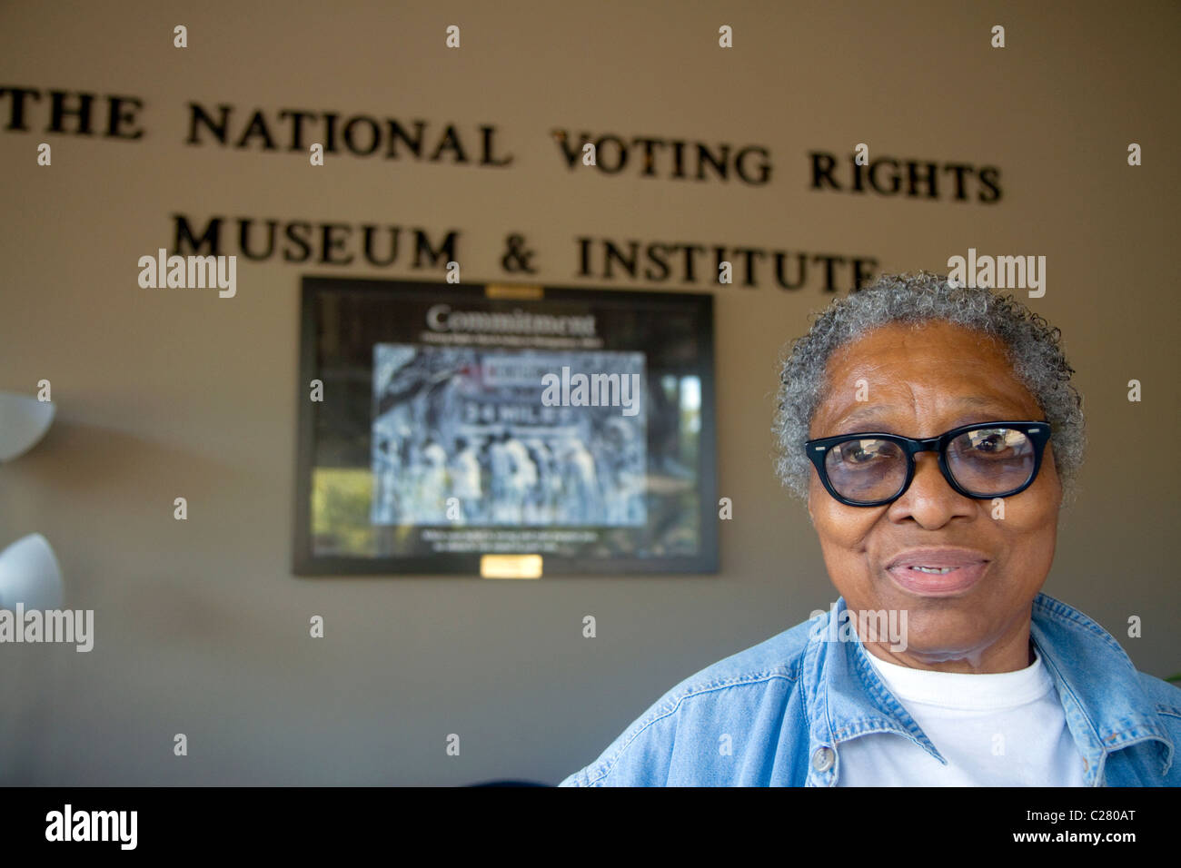 Annie Pearl Avery, un empleado en el Museo Nacional de Derechos de voto y el Instituto en Selma, Alabama, Estados Unidos. Foto de stock