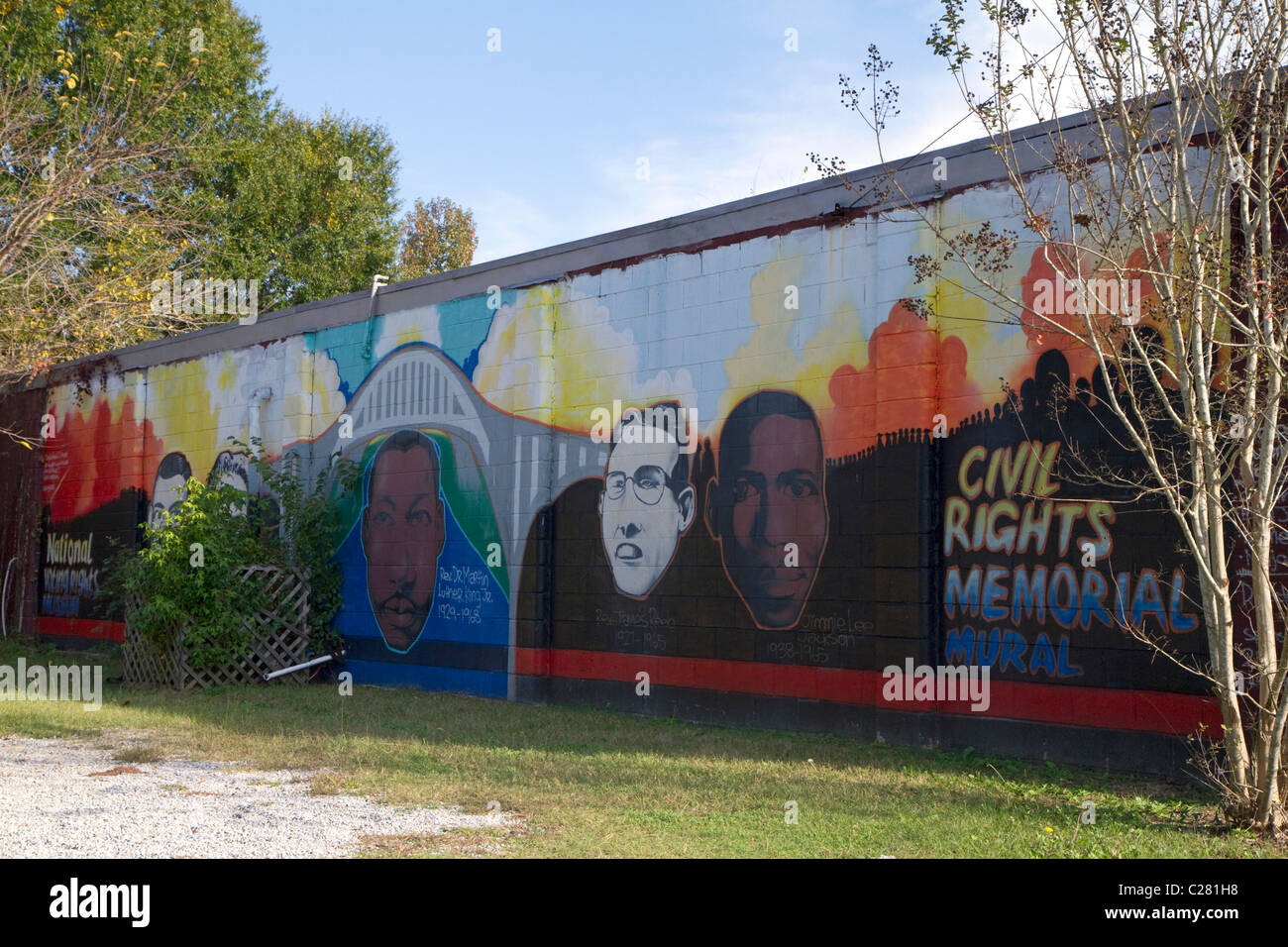 Mural en el Memorial de los derechos civiles en Selma, Alabama, Estados Unidos. Foto de stock