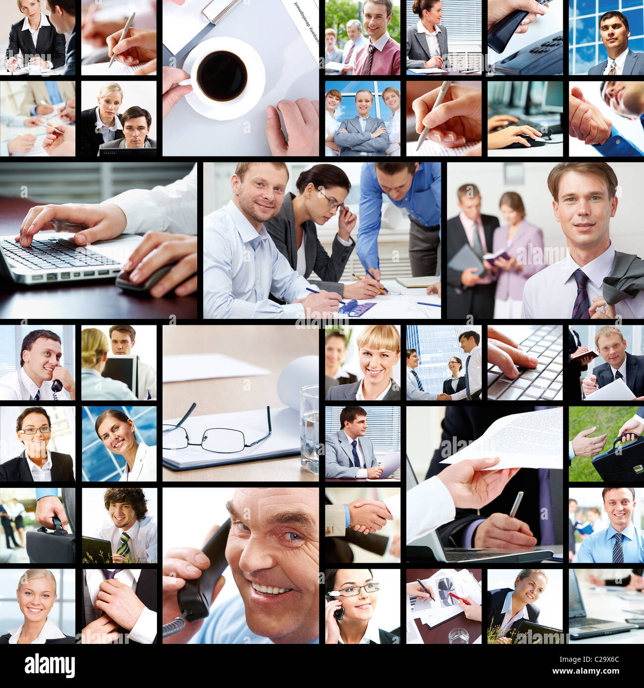 Collage de empresarios en diferentes situaciones de trabajo Fotografía de  stock - Alamy