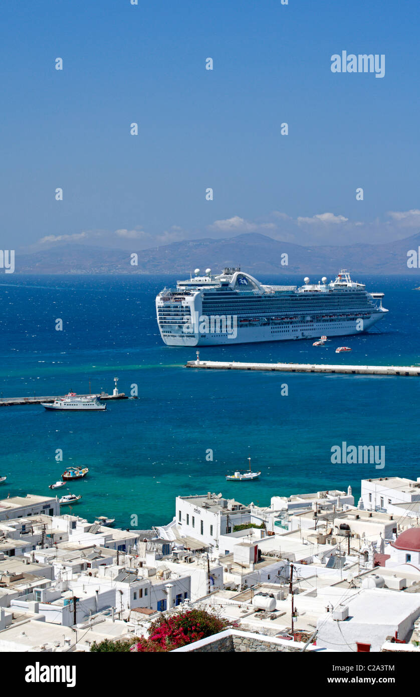 Mykonos Puerto Mar Egeo Grecia UE EUROPA Unión Europea Foto de stock