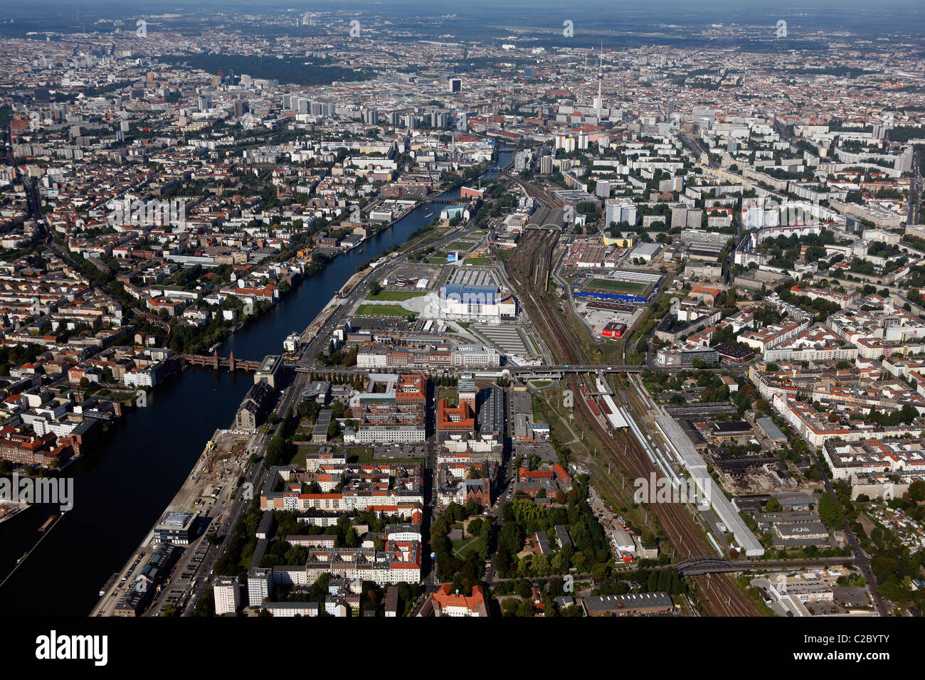 Vista aérea de Berlin-Friedrichshain, Berlín, Alemania Foto de stock