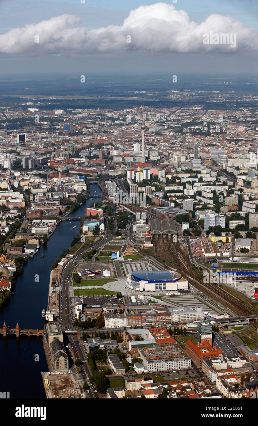 Vista aérea de Berlin-Friedrichshain, Berlín, Alemania Foto de stock