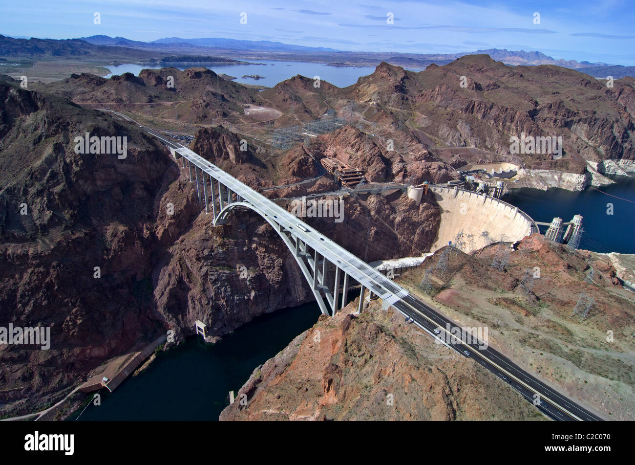 Pat Tillman Puente y la presa Hoover Dam Bypass Foto de stock