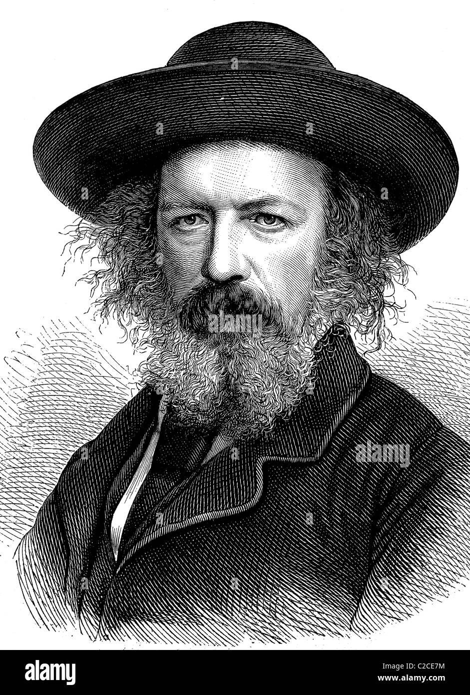 Alfred Lord Tennyson, 1er Barón Tennyson, 1809 - 1892, poeta Victoriana británica, ilustración histórica circa 1893 Foto de stock
