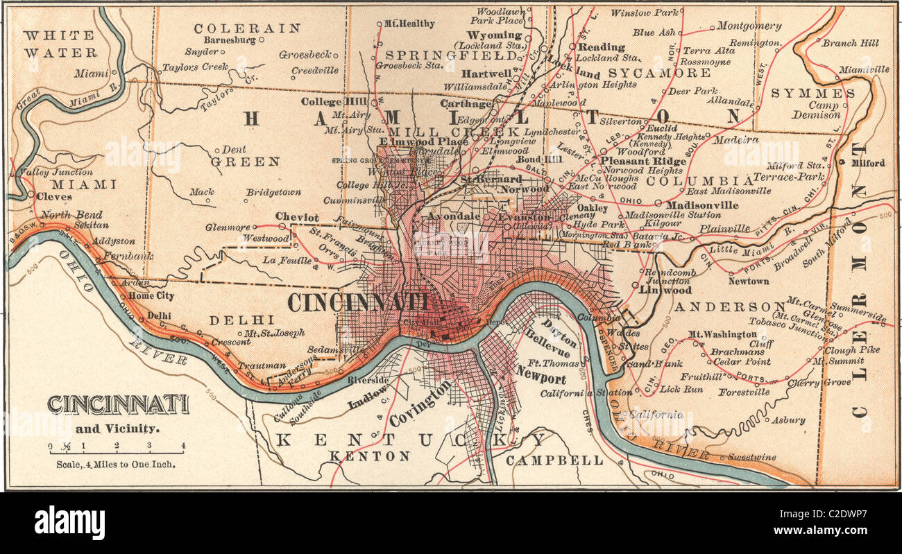 Mapa de Cincinnati Foto de stock