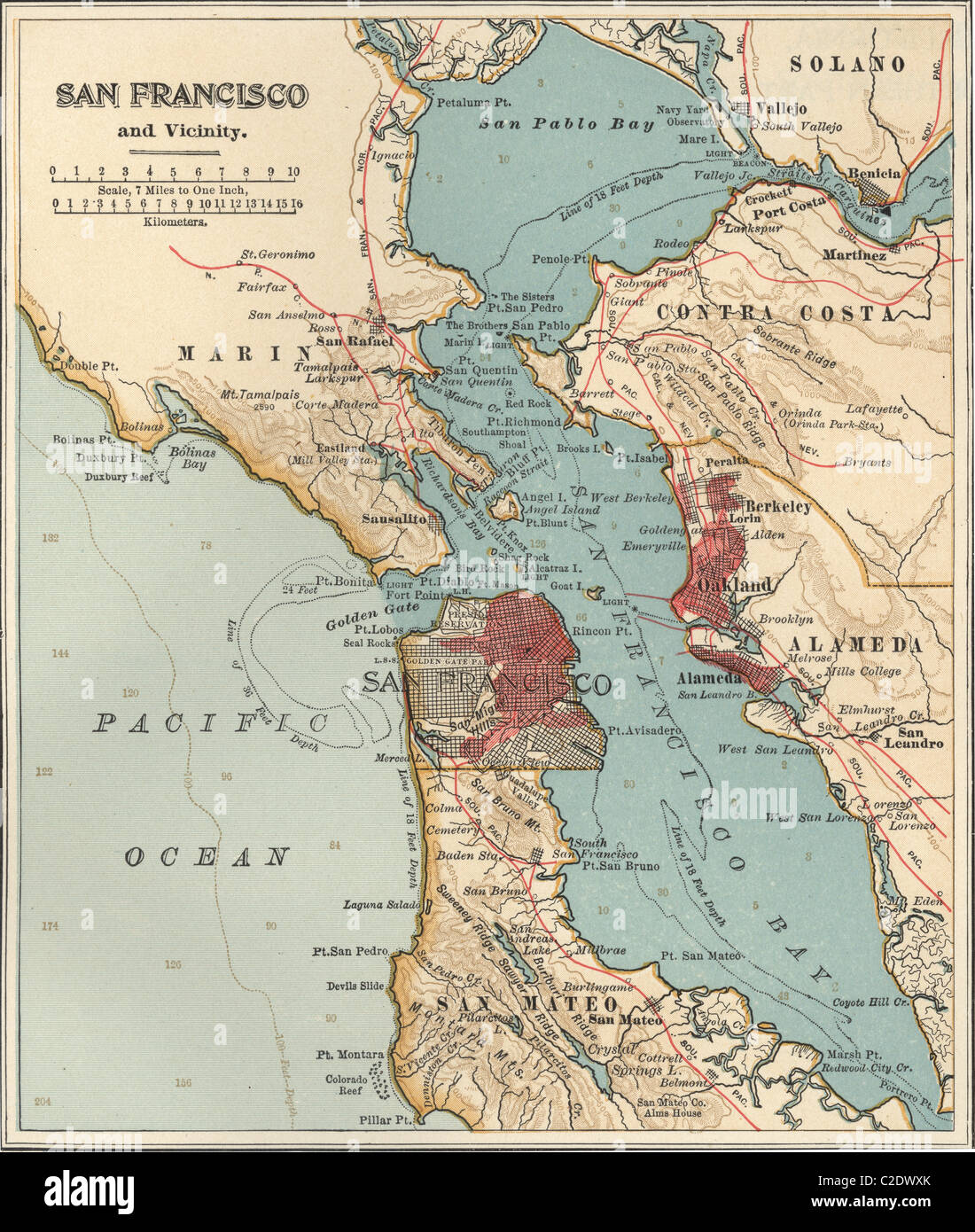 Mapa de la Bahía de San Francisco Foto de stock
