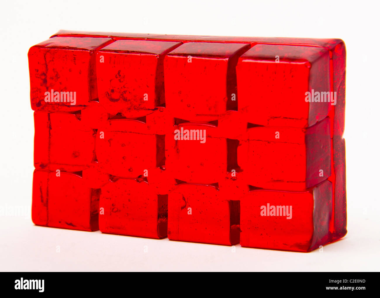 Cubos de gelatina de frambuesa roja Foto de stock
