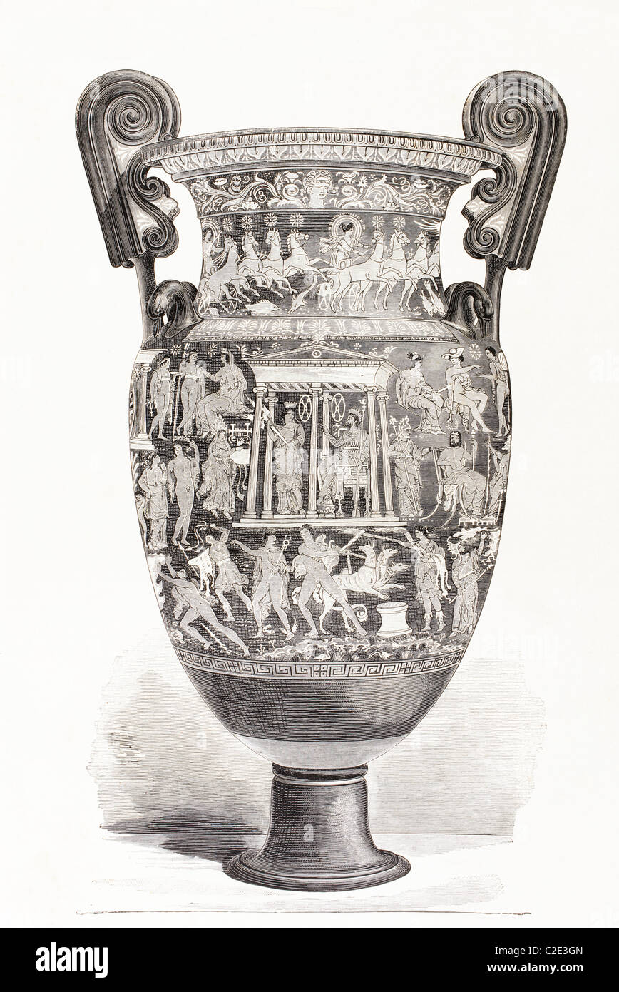 Ricamente decorado jarrón griego. Foto de stock