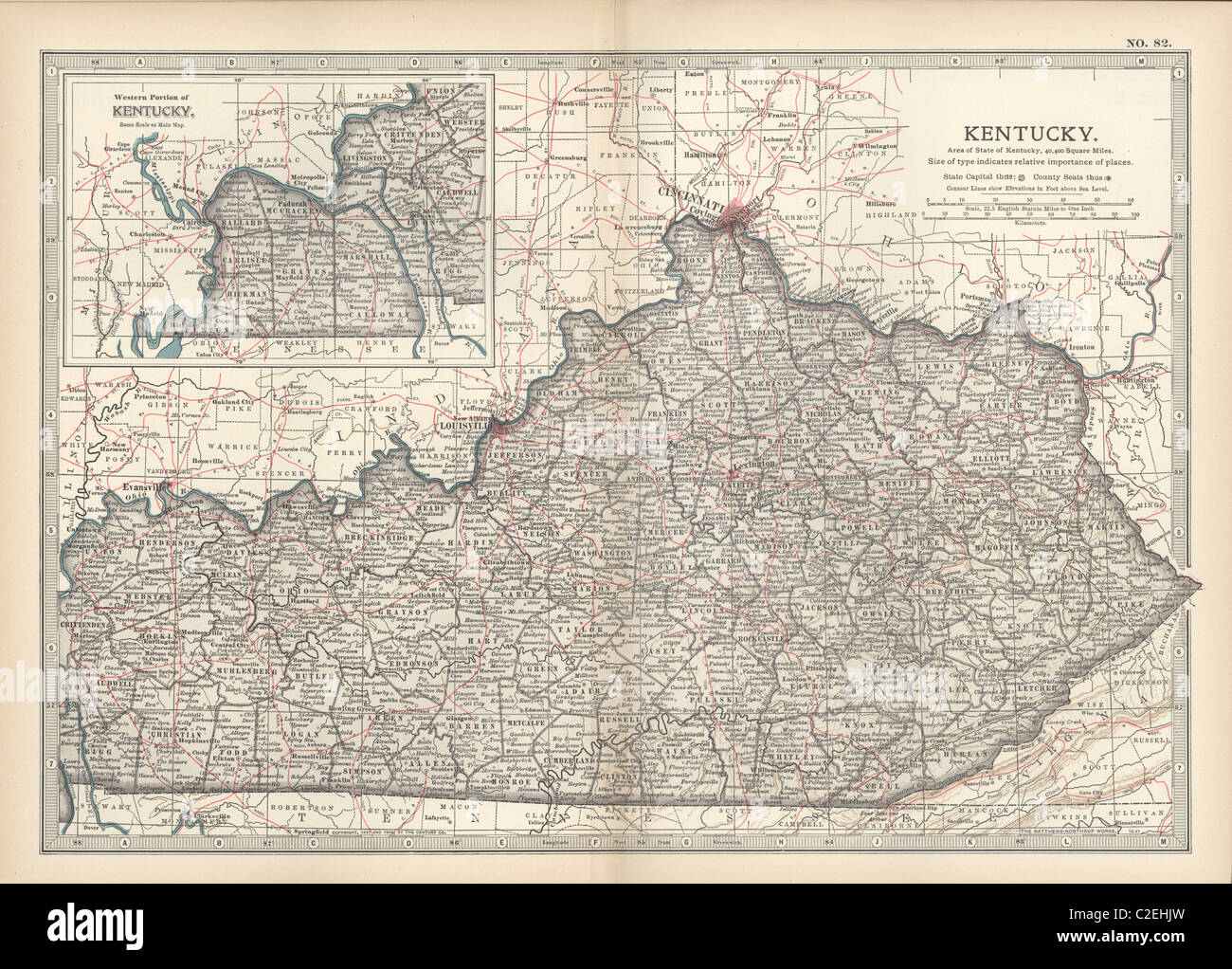 Mapa de Kentucky Foto de stock