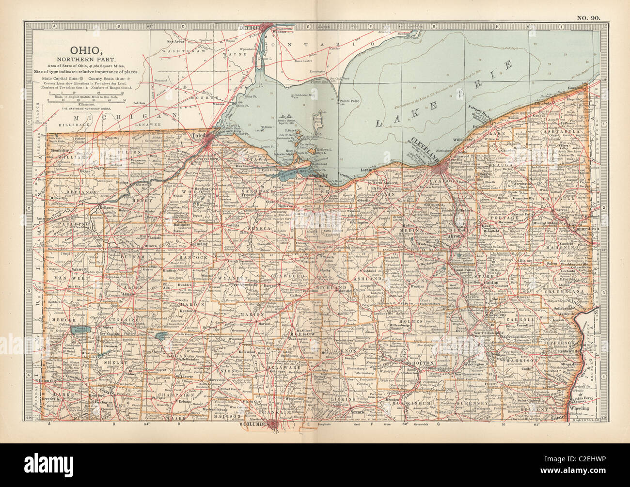 Mapa del norte de Ohio Foto de stock