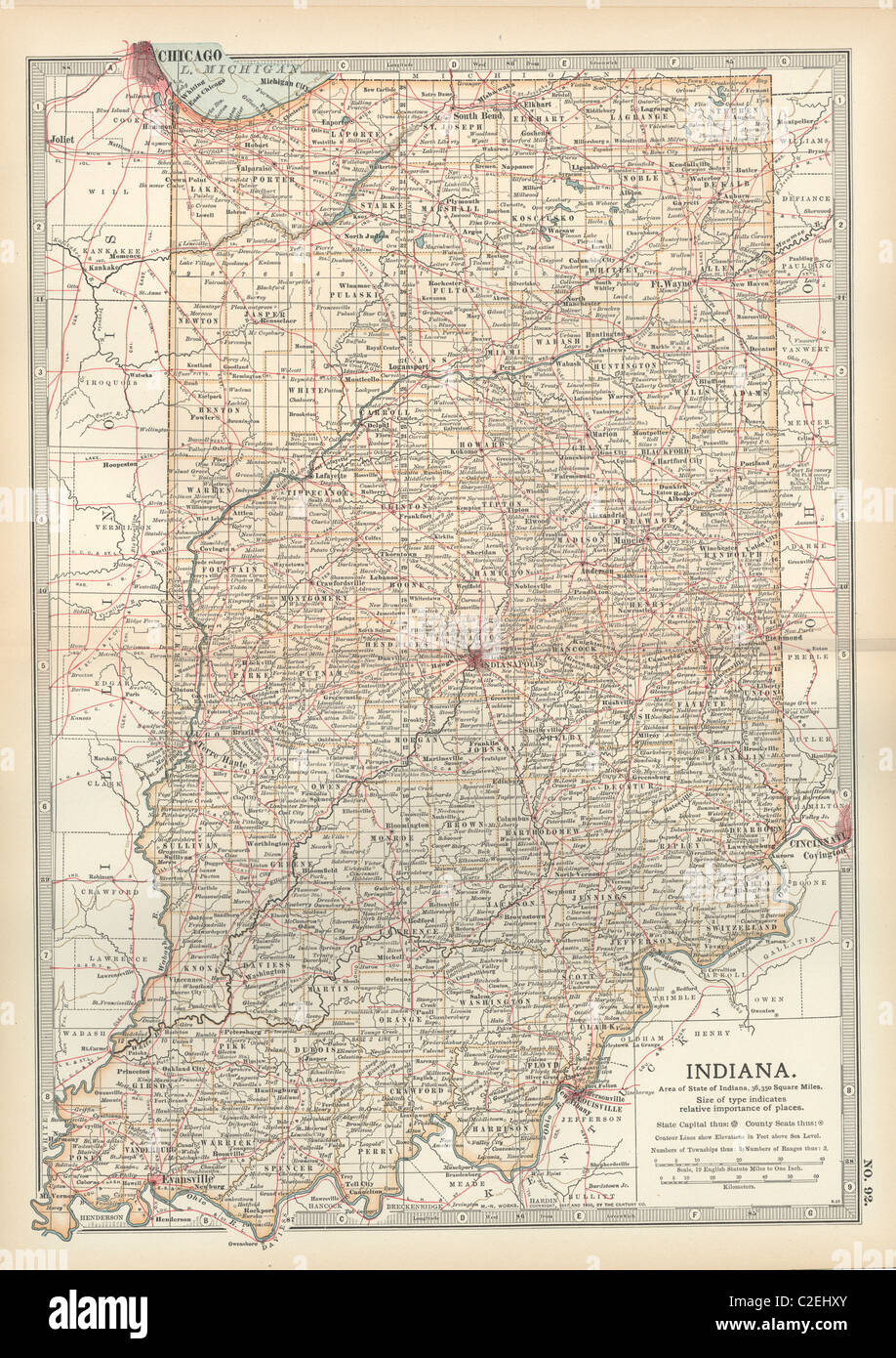 Mapa de Indiana Foto de stock