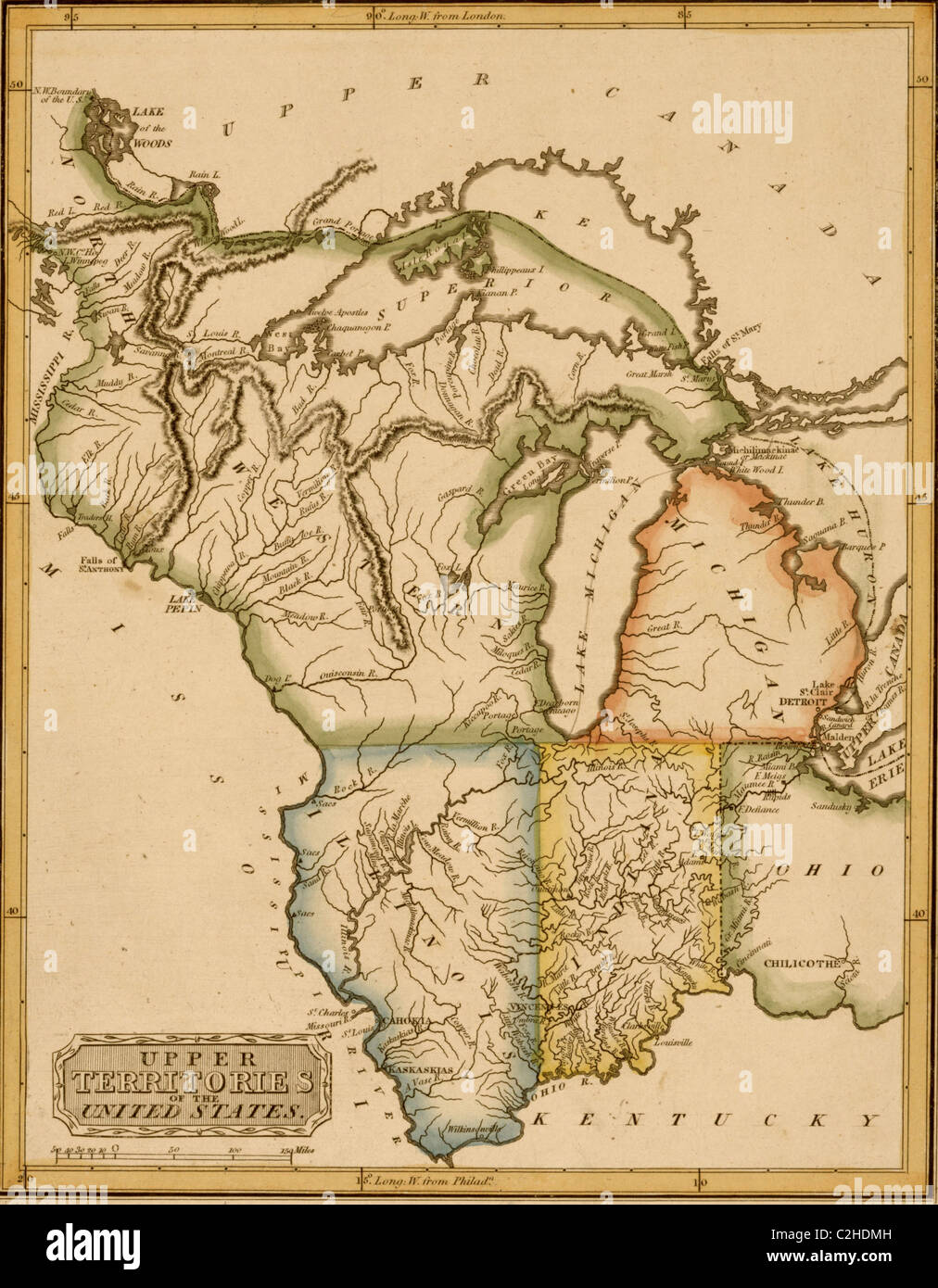 Superior de territorios de los Estados Unidos - 1817 Foto de stock