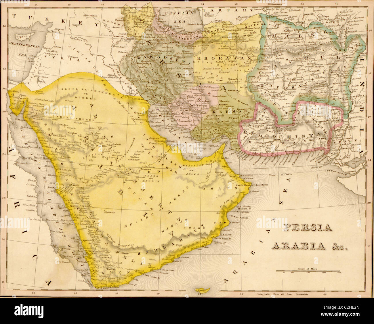 Persia y Arabia - 1844 Foto de stock