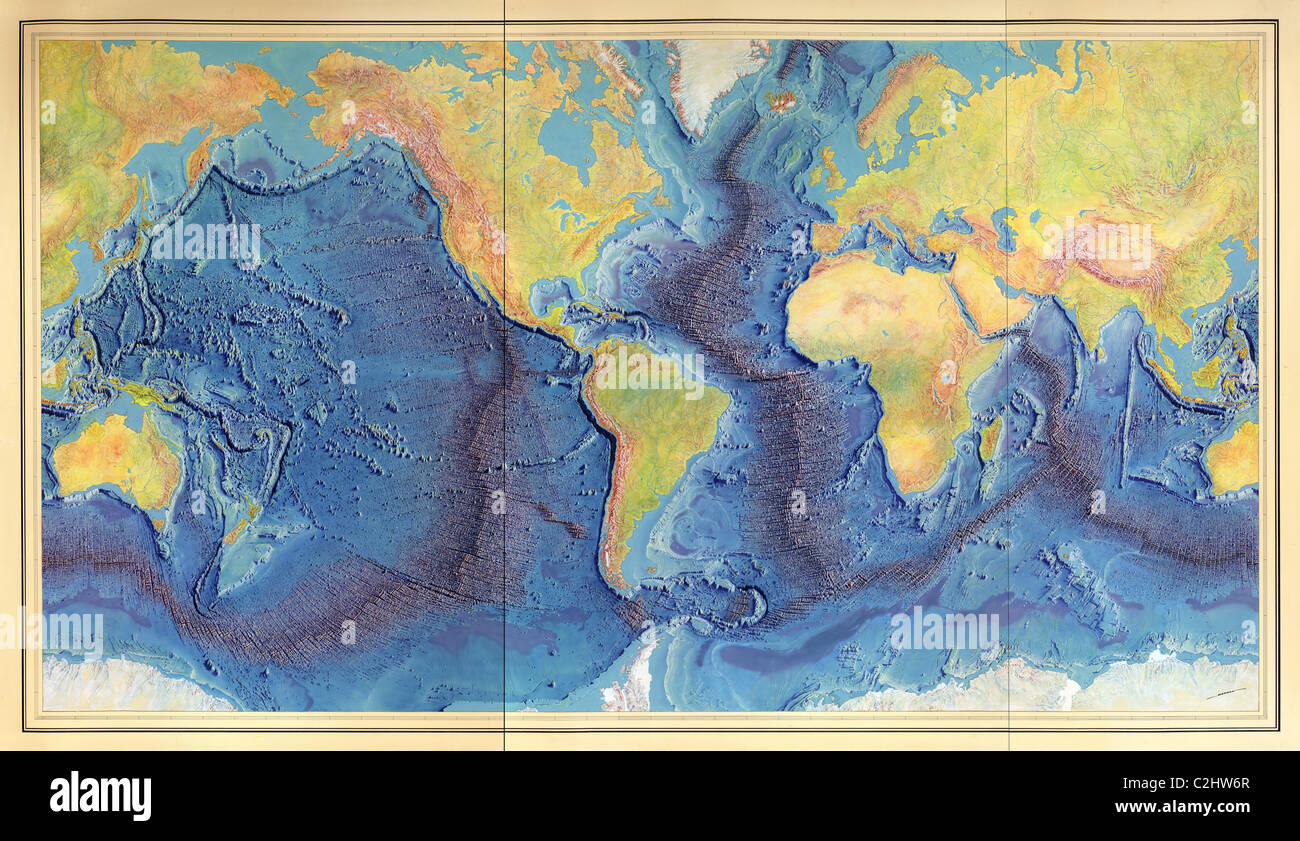 Mapa de Relieve de los océanos del mundo Fotografía de stock Alamy